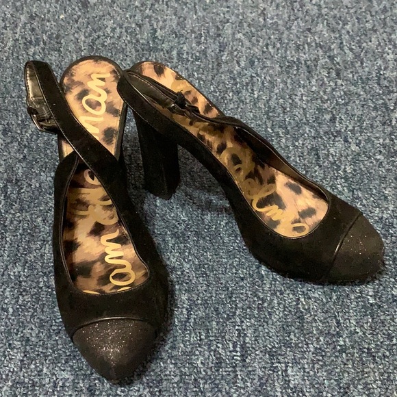 Sam Edelman Black Cap Toed Heels size 6 - Picture 1 of 3